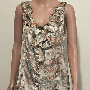 Ann Klein Ruffled floral Medium Womens Blouse